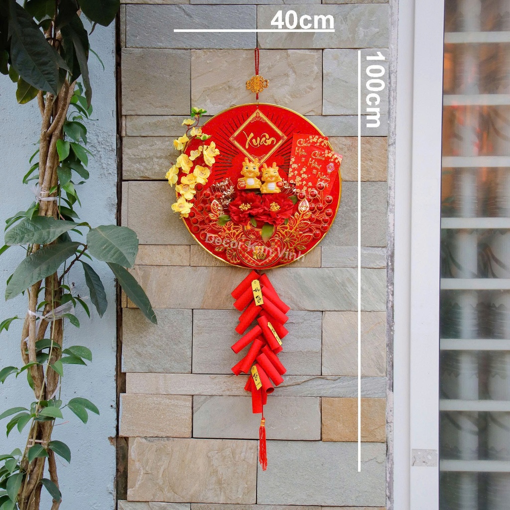 Vòng Hoa Tài Lộc Trang Trí Tết 40cm H124