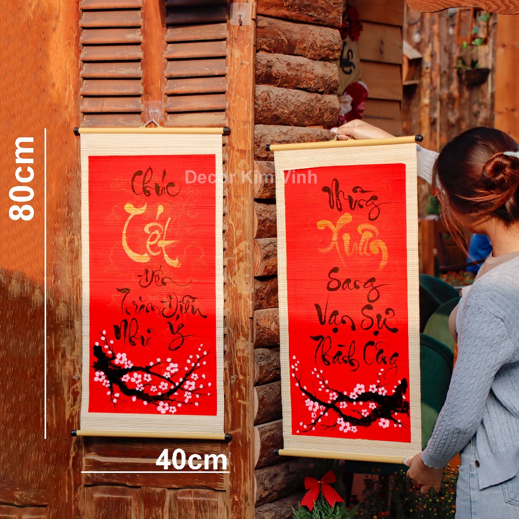 Câu Đối Mành Tre Trang Trí Tết CD07