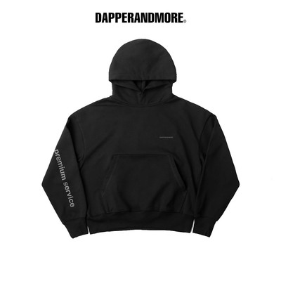 Áo Hoodie DAPPERANDMORE "PREMIUM SERVICE BOXY HOODIE" Vải Nỉ Chân Cua 100% Cotton 450 GSM - Đen