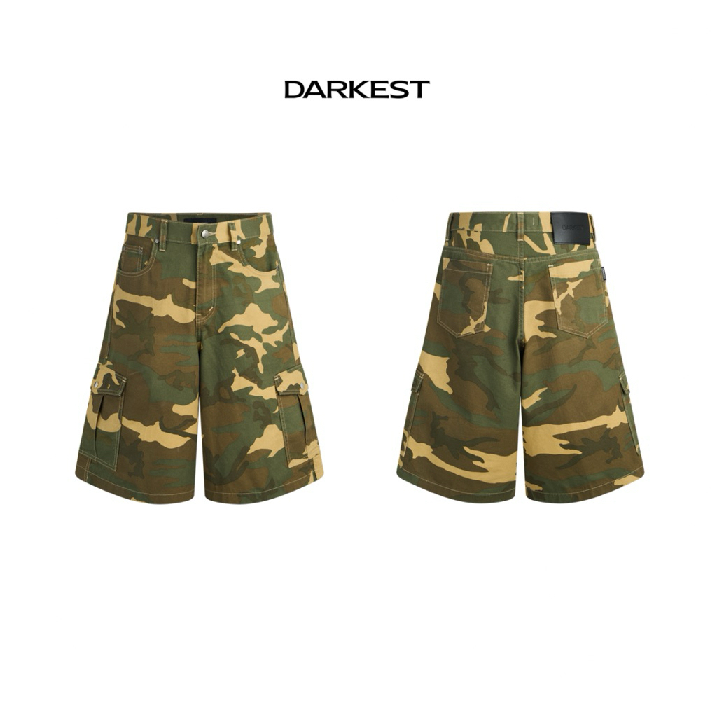 Quần Lửng Ống Loe Hoạ Tiết Camo Darkest Camo Shorts