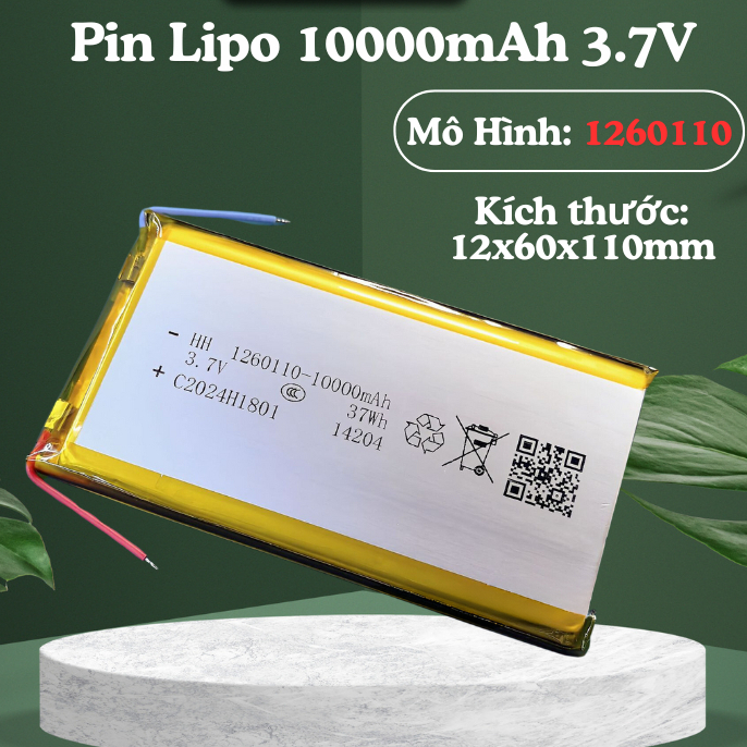 Pin Lipo 10000mAh Mới 3.7v Model 1260110 Chuyên Làm Sạc Dự Phòng Áo Điều Hoà Mới 100%