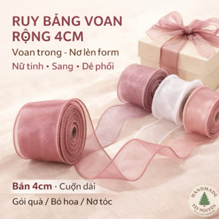 Ruy Băng Voan Viền Sóng 4cm Dài 10m – Mềm Mịn, Lên Nếp Đẹp, Gói Quà – Thắt Nơ–Làm Hoa Handmade Decor