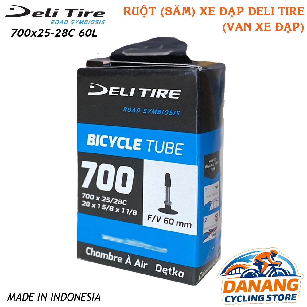 Ruột Săm Xe Đạp Deli Tire 700x25–28C – Van Pháp 60mm – Dùng Cho Xe Road 700C