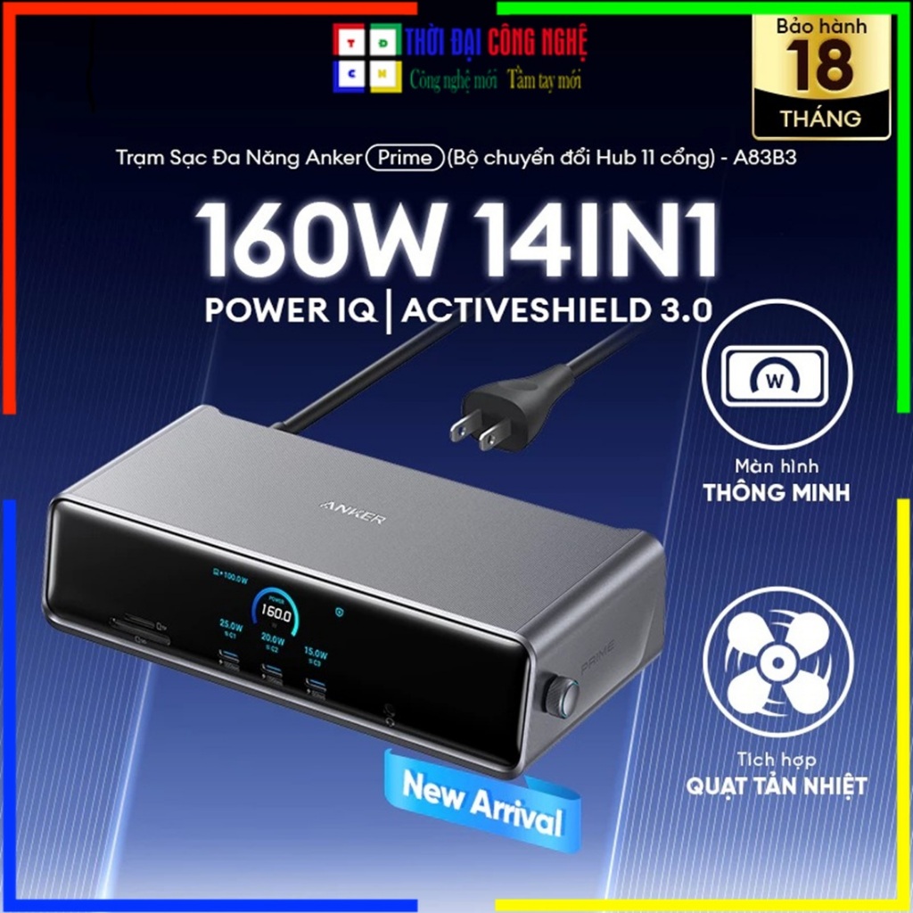 Trạm Sạc Anker Prime Docking Station A83B3 14-in-1 - Triple Display, DisplayLink, Sạc Laptop 100W PD