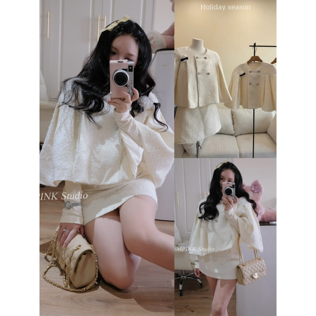 EMPINK / SET DẠ CHOÀNG PHỐI CV A TẶNG KÈM TAG HOA TRÀ