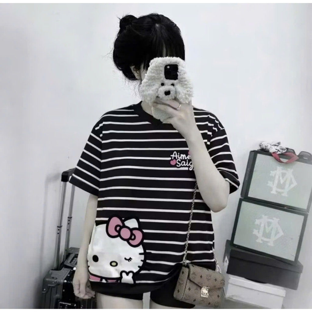 Áo phông MÈO TYM  to from rộng  xinh xắn dễ phối đồ CAMA STORE MM1