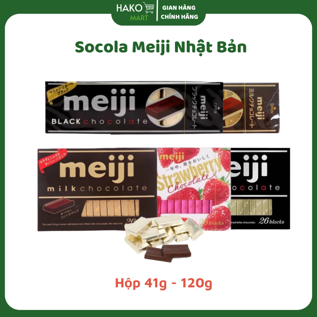 Socola Meiji Nhật Bản Nhiều Vị (Socola Đen, Socola Sữa, Dâu)