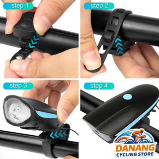 Đèn Xe Đạp Kèm Còi 2in1 7588 – Sạc USB – An Toàn Khi Đi Đêm