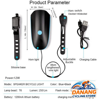 Đèn Xe Đạp Kèm Còi 2in1 7588 – Sạc USB – An Toàn Khi Đi Đêm
