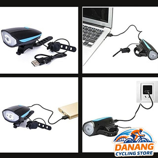 Đèn Xe Đạp Kèm Còi 2in1 7588 – Sạc USB – An Toàn Khi Đi Đêm