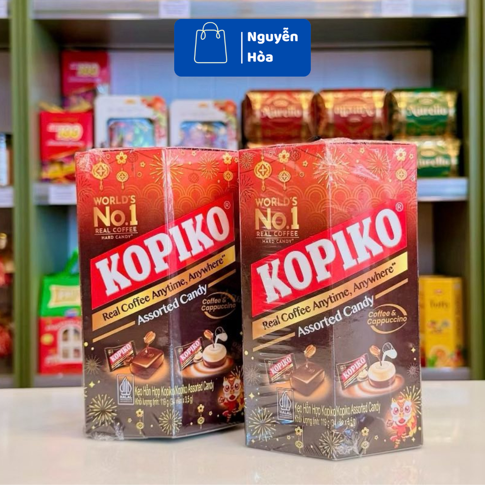 [TẾT]Combo 2 Hộp Kẹo Cà Phê Kopiko lục giác Assorted Candy (Coffee & Cappuccino) - World's No.1 - Kẹ