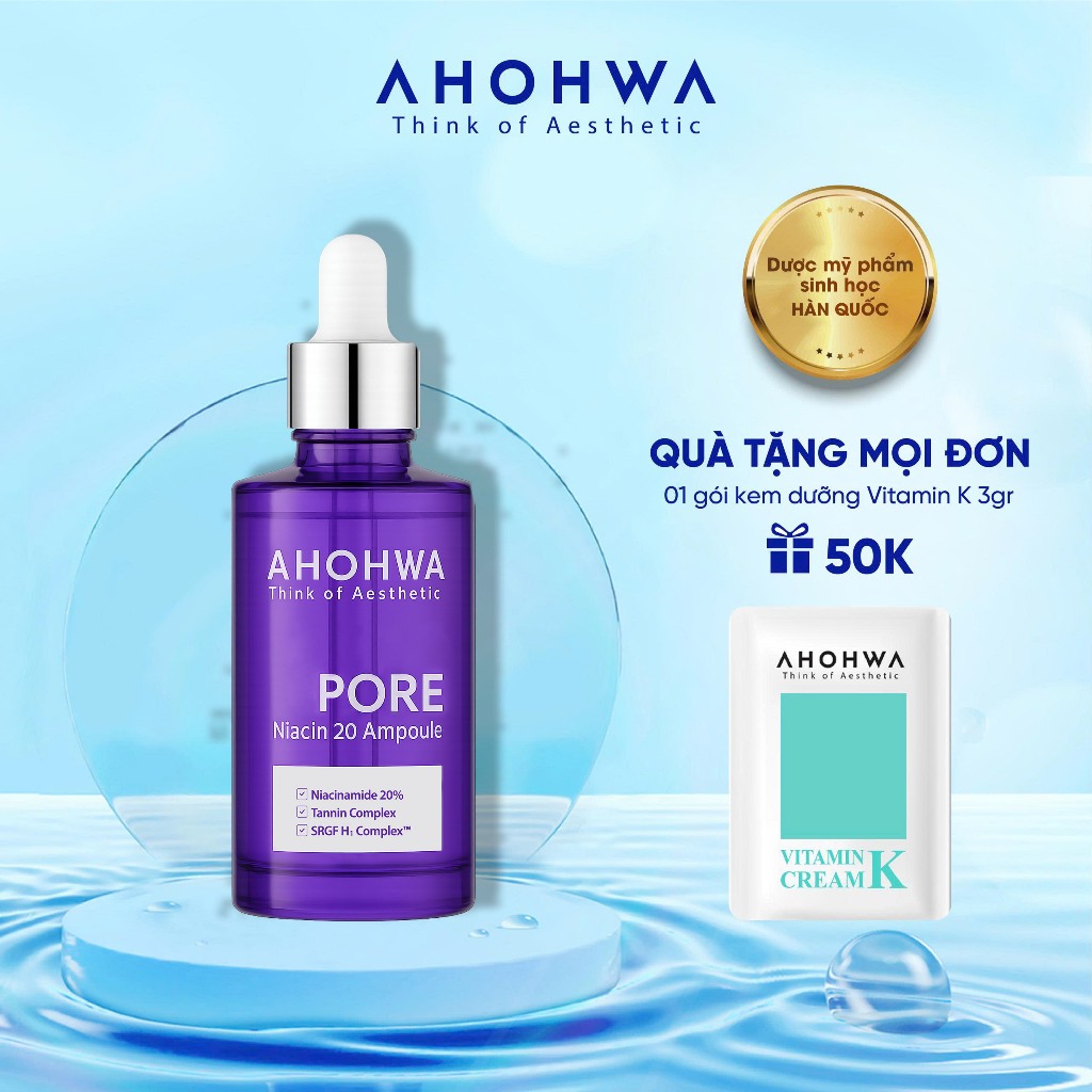 Serum Ahohwa làm sáng, cải thiện sắc tố, thu nhỏ lỗ chân lông Ahohwa Pore Niacinamide 20% Ahohwa 30m