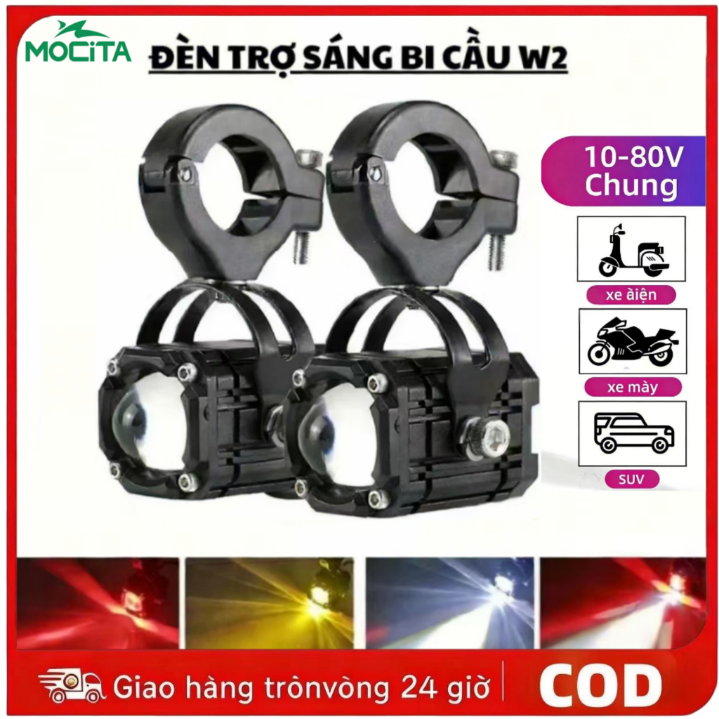 Đèn Trợ Sáng Mini W2 - Chống Nước, 4 Chế Độ Ánh Sáng,  Bản Mới Nhất 2026