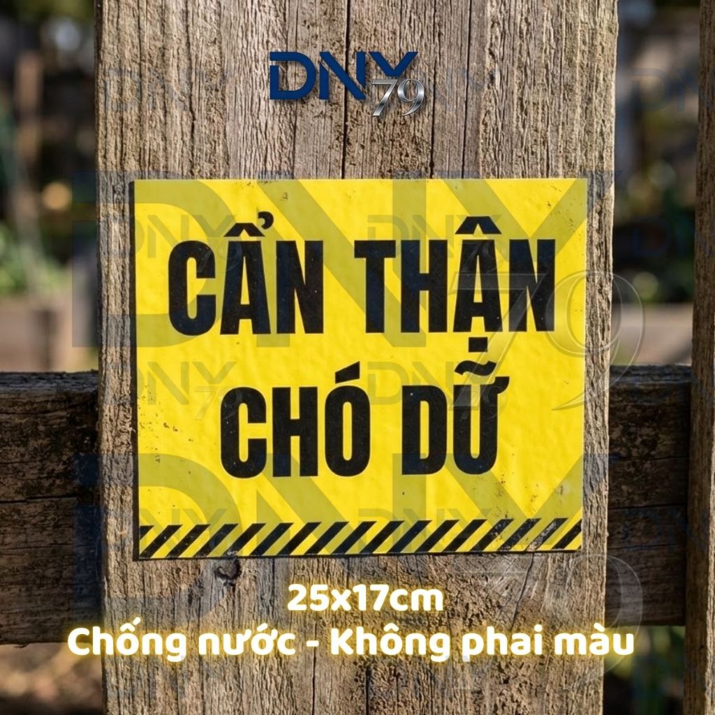 [DNY Auto 79] Tem Decal Cảnh Báo "CẨN THẬN CHÓ DỮ" - Chống Nước 3 Lớp, Dán Cổng/Tường/Xe, Màu Vàng N