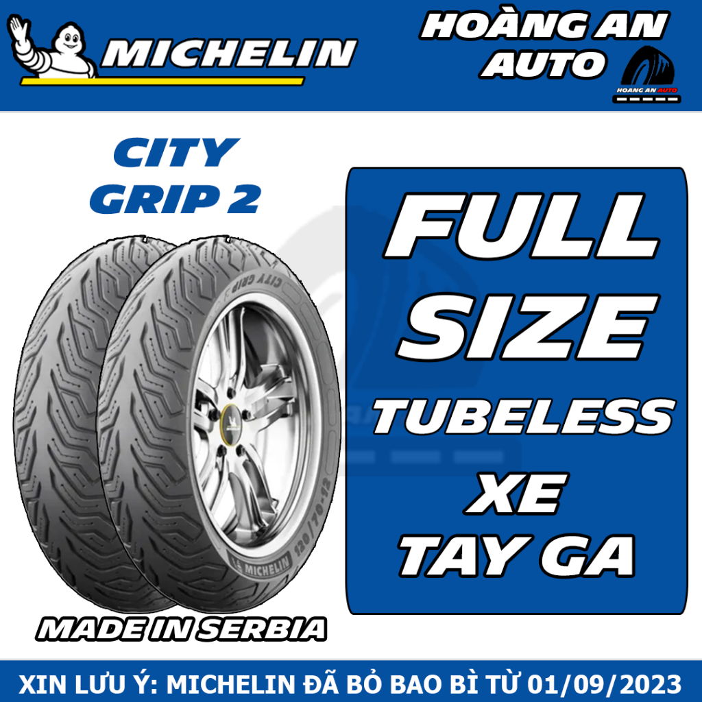 (CITY GRIP 2 - GIÁ 1 CÁI) Vỏ lốp xe Michelin City Grip 2 hàng Châu Âu ( Serbia ) FULL SIZE TAY GA