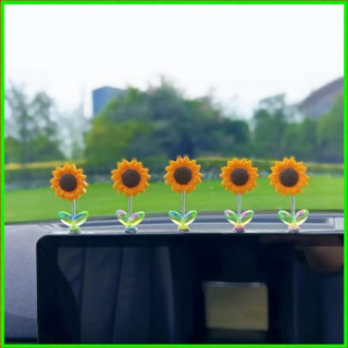 Set 5 Hoa Hướng Dương Mini Lắc Lư Trang Trí Xe Hơi, Bàn Học Siêu Dễ Thương Kèm Băng Dính