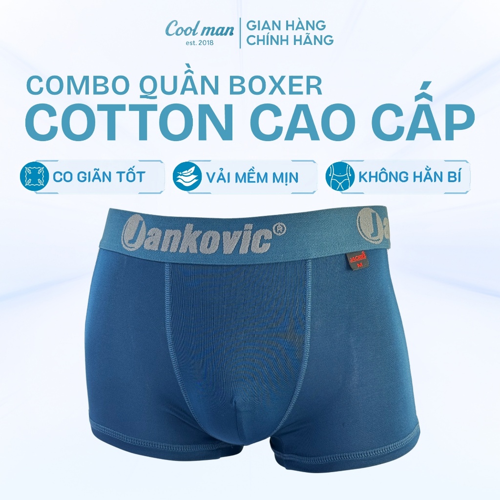 Combo Quần Boxer Nam Cool Man Cotton Cao Cấp Co Giãn Thoáng Mát Mềm Mịn Mặc Thoải Mái Cả Ngày