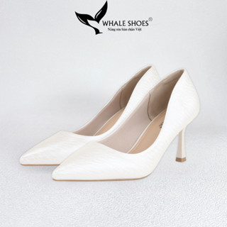 Giày Cao Gót Nữ 7cm mũi nhọn da bóng vân mây cao cấp, sang trọng thanh lịch - Whale Shoes G01
