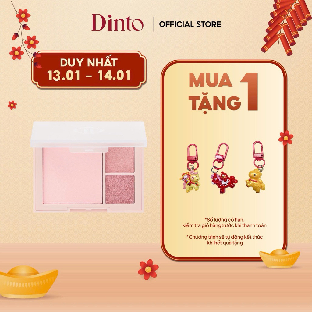 Bảng phấn mắt và má hồng Dinto Cheeck&Eye Multi-Use Pallte 3 màu