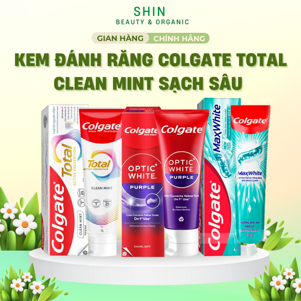 Kem đánh răng Colgate Total Clean Mint, Colgate Total Clean Mint, Max White giúp trắng răng sạch sâu