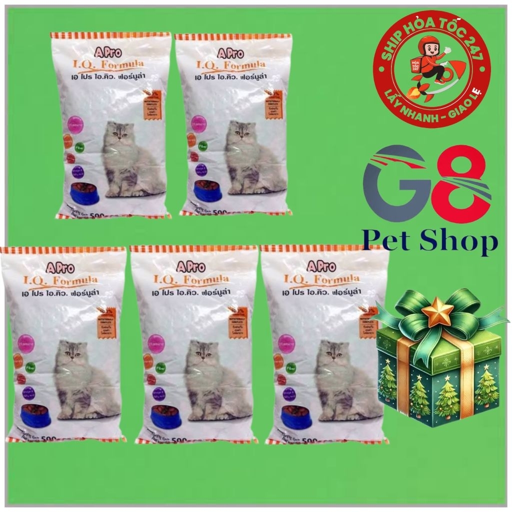 GIÁ RẺ - DATE MỚI - COMBO 5 GÓI 500g Apro IQ Cat - Thức ăn hạt cho mèo Apro IQ Formula
