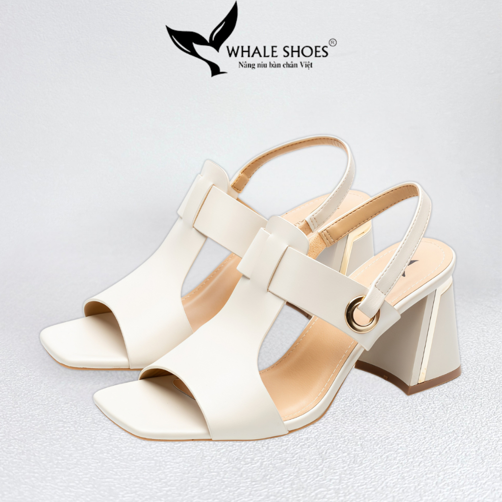 Sandal Nữ Mũi Vuông 7cm Viền Mạ Vàng Sang Trọng Phù Hợp Đi Dạo, Đi Chơi, Dự Tiệc - Whale Shoes SD01