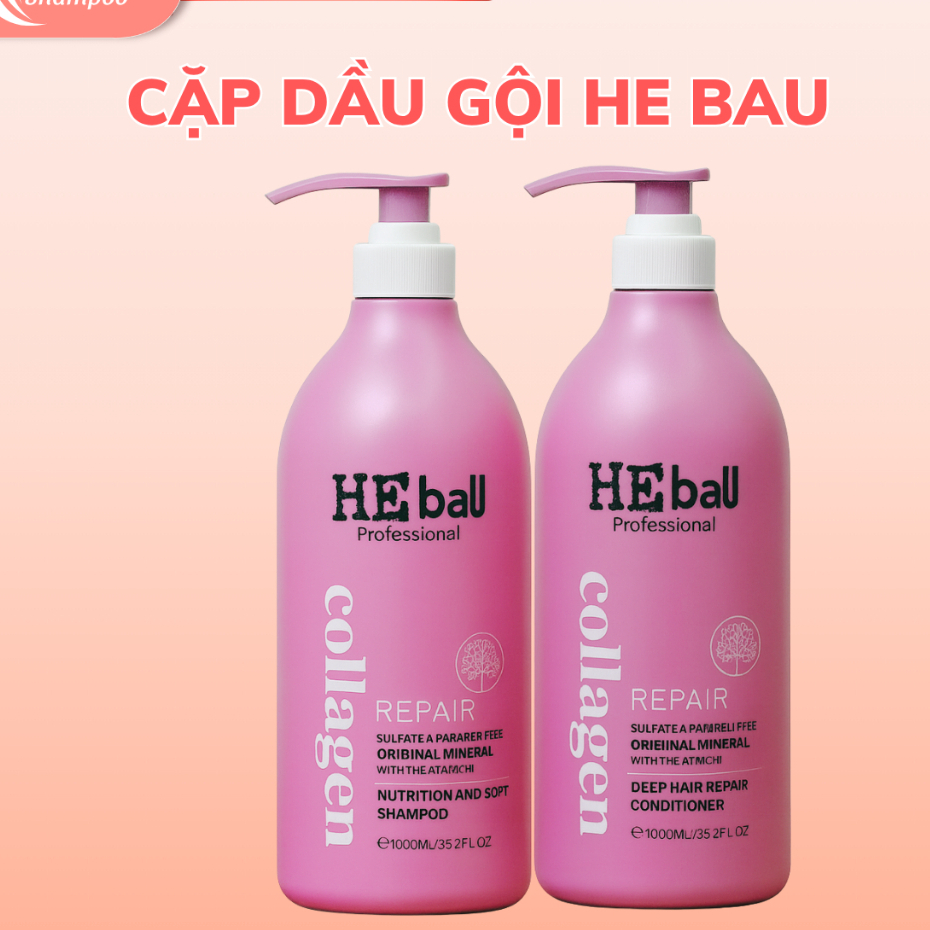 Dầu gội xả collagen HE TEPI 1000Ml Hồng mượt tóc hương nước hoa - kiềm dầu - hỗ trợ chống rụng tóc | BigBuy360 - bigbuy360.vn