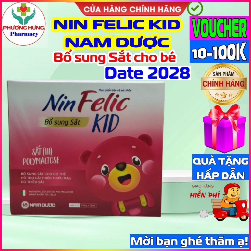 Nin Felic Kid của Nam Dược Bổ Sung Sắt Cho Trẻ em - Hộp 20 ống