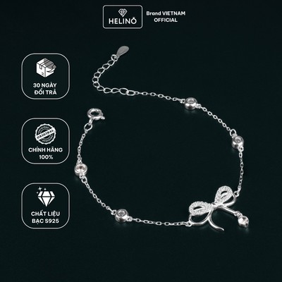 Lắc Tay Bạc Nữ HELINO Nơ Kép Treo Hạt Đá Bạc S925 Lấp Lánh V36