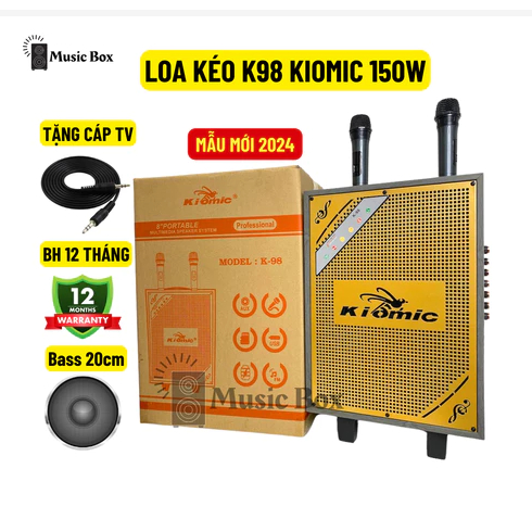 Loa Bluetooth Kiomic K-98-Music Box Tặng 2 Micro UHF Chống Nhiễu - Loa Kéo Kiomic BH 12 Tháng