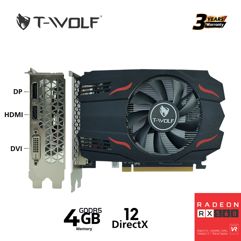VGA T-Wolf AMD RX 560 4GB GDDR5, Mới BH 36T Chính hãng