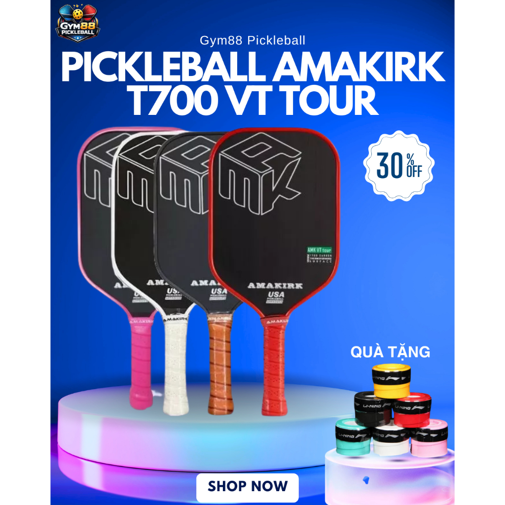 [Chính hãng] Vợt Pickleball AMAKIRK T700 VT TOUR Chuẩn Thi Đấu, Kiểm Soát Ưu Việt, Xoáy Cực Mạnh