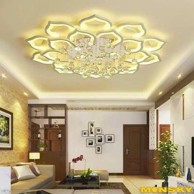 Đèn trần MONSKY KELLY pha lê siêu cao cấp, sang trọng với 3 chế độ ánh sáng - kèm điều khiển từ xa