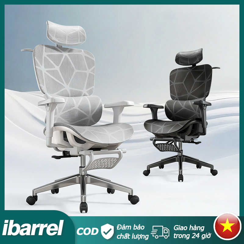 ibarrel Ghế Công Thái Học Cao Cấp Ghế Xoay Chống Đau Lưng Tựa Đầu 2D Lưới Đàn Hồi Thoáng Khí