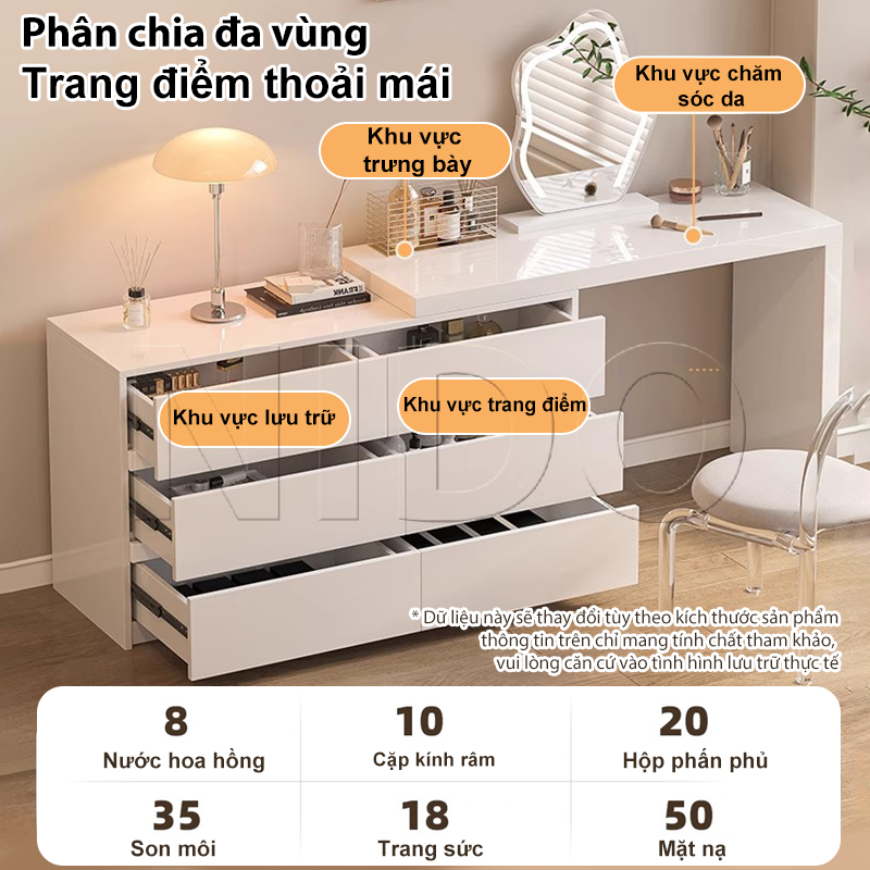 Nido Bàn Trang Điểm Đẹp Xoay 180 Thông Minh Có 6 Ngăn Kéo Để Đồ Gỗ Mdf Phủ Melamin Chống Xước | BigBuy360 - bigbuy360.vn