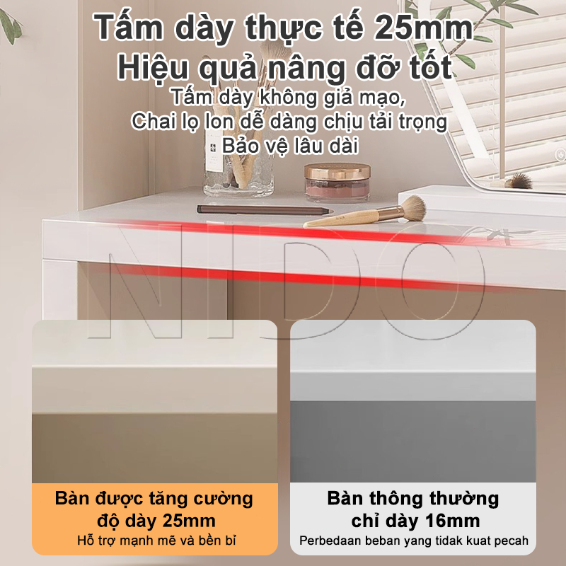 Nido Bàn Trang Điểm Đẹp Xoay 180 Thông Minh Có 6 Ngăn Kéo Để Đồ Gỗ Mdf Phủ Melamin Chống Xước | BigBuy360 - bigbuy360.vn