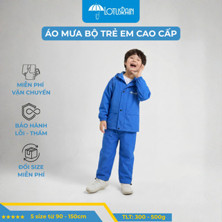 Áo mưa bộ trẻ em 2 lớp cho bé 2-15 tuổi, vải dệt ép tráng mủ siêu bền, mềm nhẹ, chống thấm tuyệt đối, an toàn cho bé