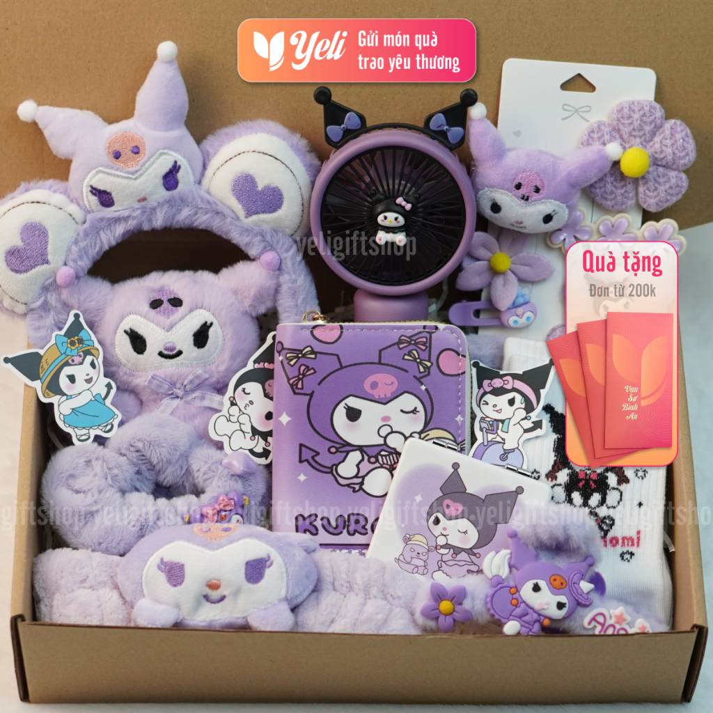 Set Kuromi quà tặng nhiều phụ kiện, Combo quà tặng, Set quà Kuromi tặng bạn gái, người yêu sinh nhật