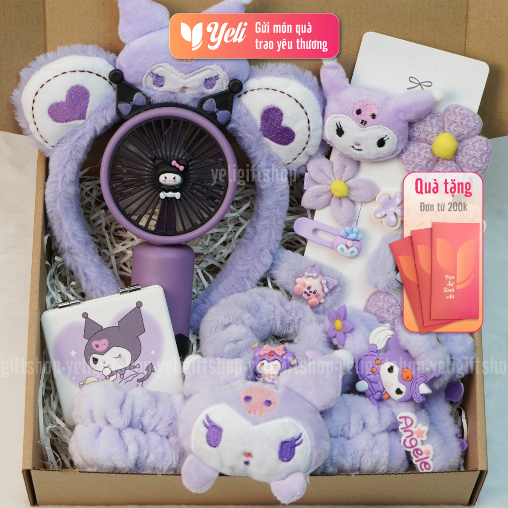 Set Quà Phụ Kiện Kuromi Đáng yêu, Set Quà Tặng Bé Gái Kuromi, Combo Quà Tặng Người Yêu, Bạn Gái Yeli