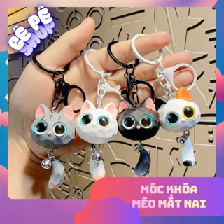 Móc Khóa Mèo Mắt To 3D Dễ Thương - Phụ Kiện Treo Balo, Túi Xách, Oto,Xe Máy(Đuôi Lắc Lư)
