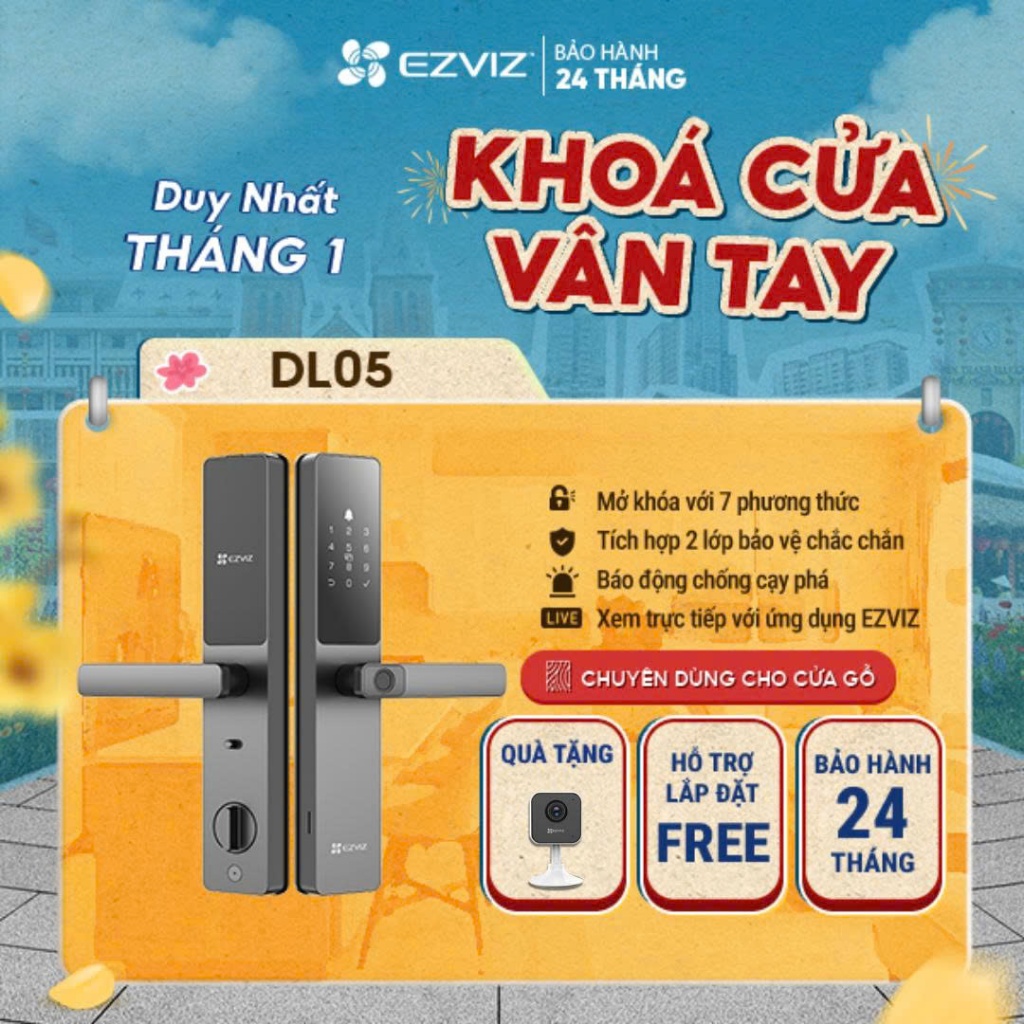 Khóa cửa vân tay thông minh EZVIZ DL05 - Hỗ trợ Lắp Đặt Toàn Quốc