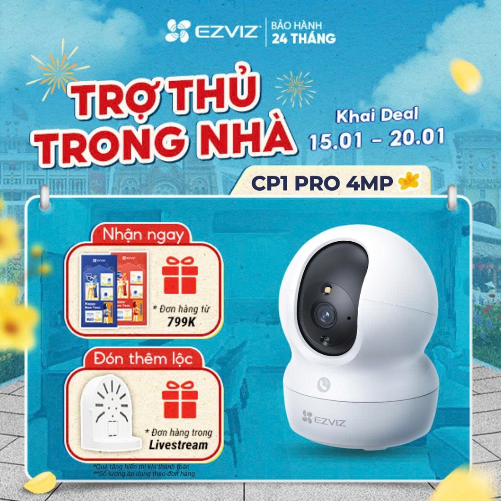 Camera WIFI EZVIZ CP1 Pro 3MP / 4MP Quay Quét 360 Độ, Chạm để gọi, Ghi hình màu đêm thông minh