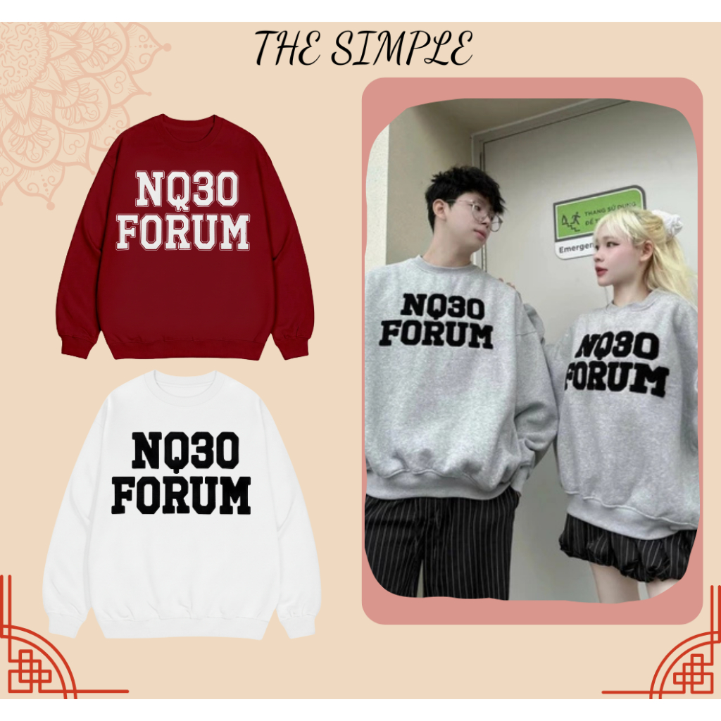 Áo Sweater Unisex The Simple Form Oversize In Chữ NQ30 Forum - Nỉ Bông Dày Dặn