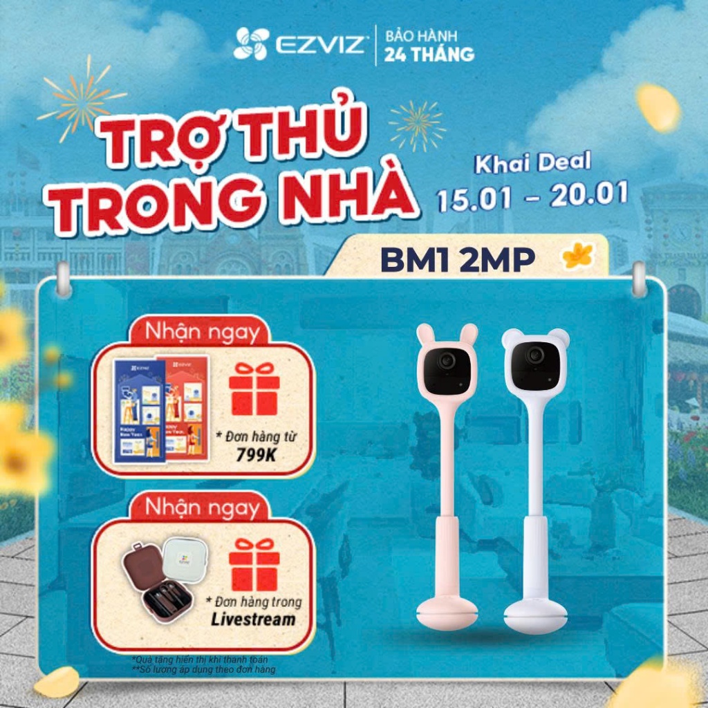Camera Baby EZVIZ BM1, FHD 1080P, Pin Sạc & Wi-fi, Hồng Ngoại Vô Hình