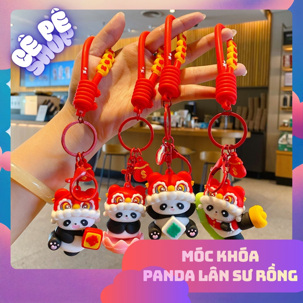 Móc Khóa Panda Lân Sư Rồng Tài Lộc - Chất Liệu Silicon Cao Cấp, Bền Đẹp Phụ Kiện Treo Balo, Túi Xách