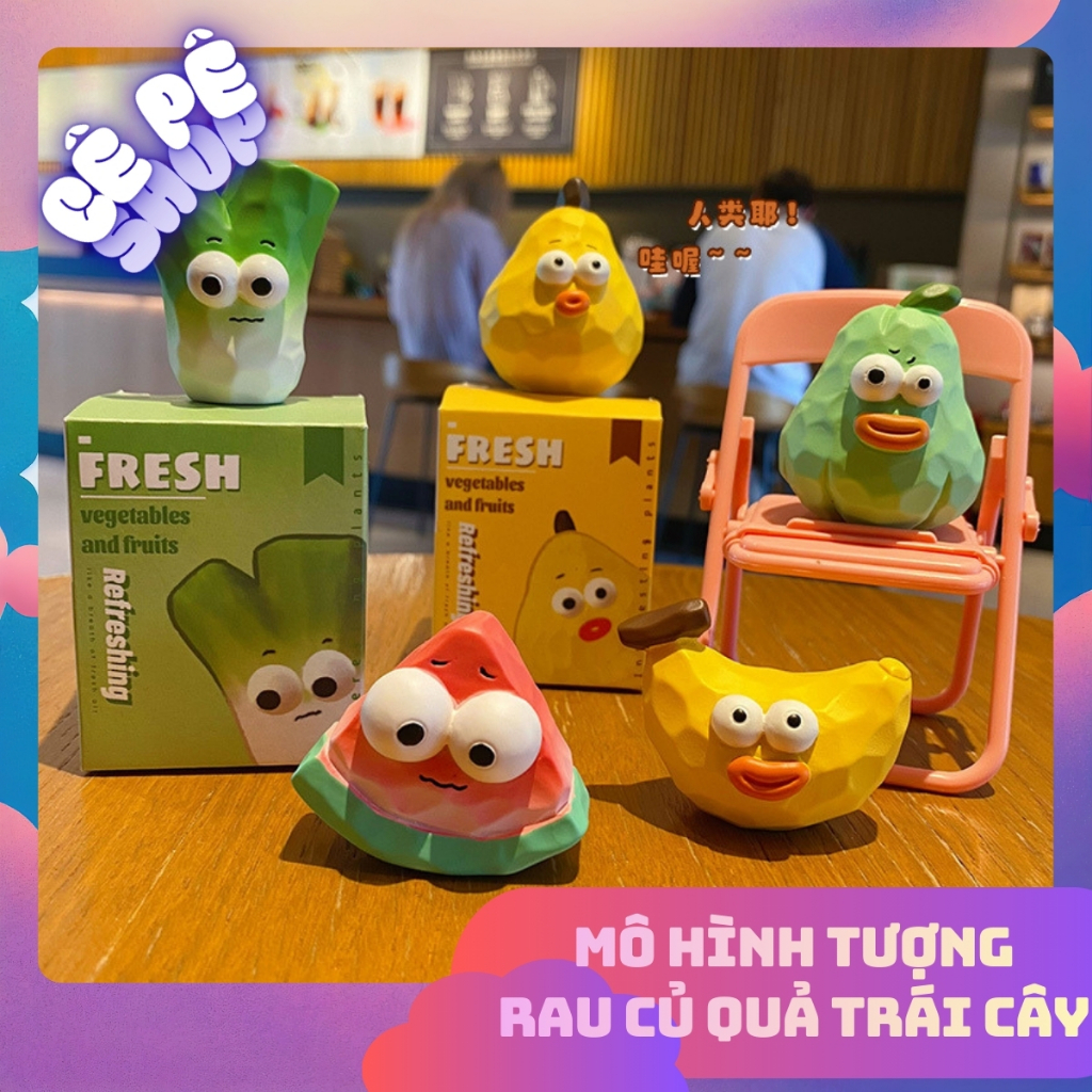 🔥 Mô Hình Trái Cây Rau Củ Siêu "Ngáo" - Tượng Decor Bàn Làm Việc, Xe Hơi , PC  Xả Stress Độc Lạ