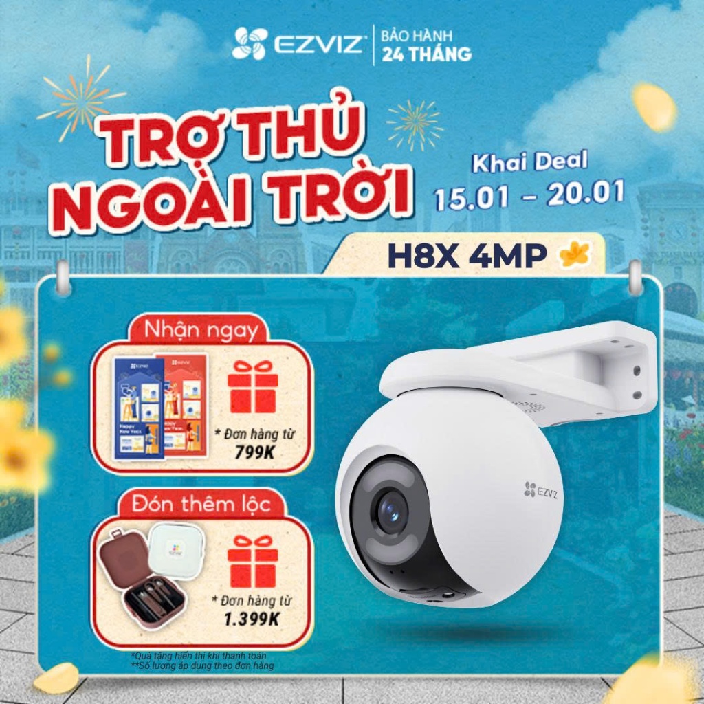 Camera WIFI EZVIZ H8x 2K+, Quay Quét 360, Ghi Hình Màu Thông Minh, Công Nghệ AI
