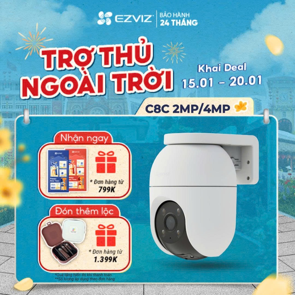 Camera WIFI Ngoài trời EZVIZ C8c 2MP/4MP Ghi hình màu ban đêm, Đàm thoại 2 chiều, Phát hiện người và