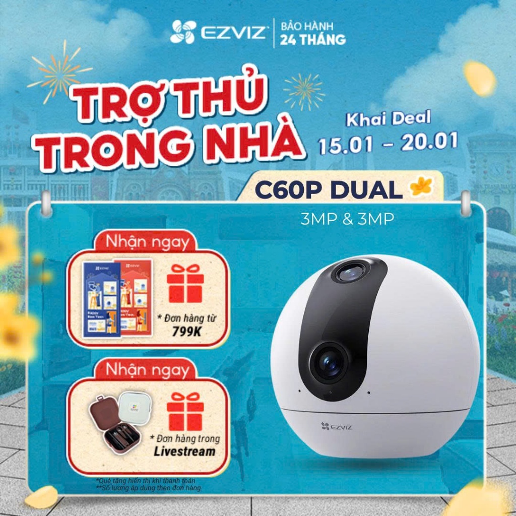 Camera EZVIZ C60P 2K Mắt Kép Dual Mix  - Góc Nhìn Siêu Rộng