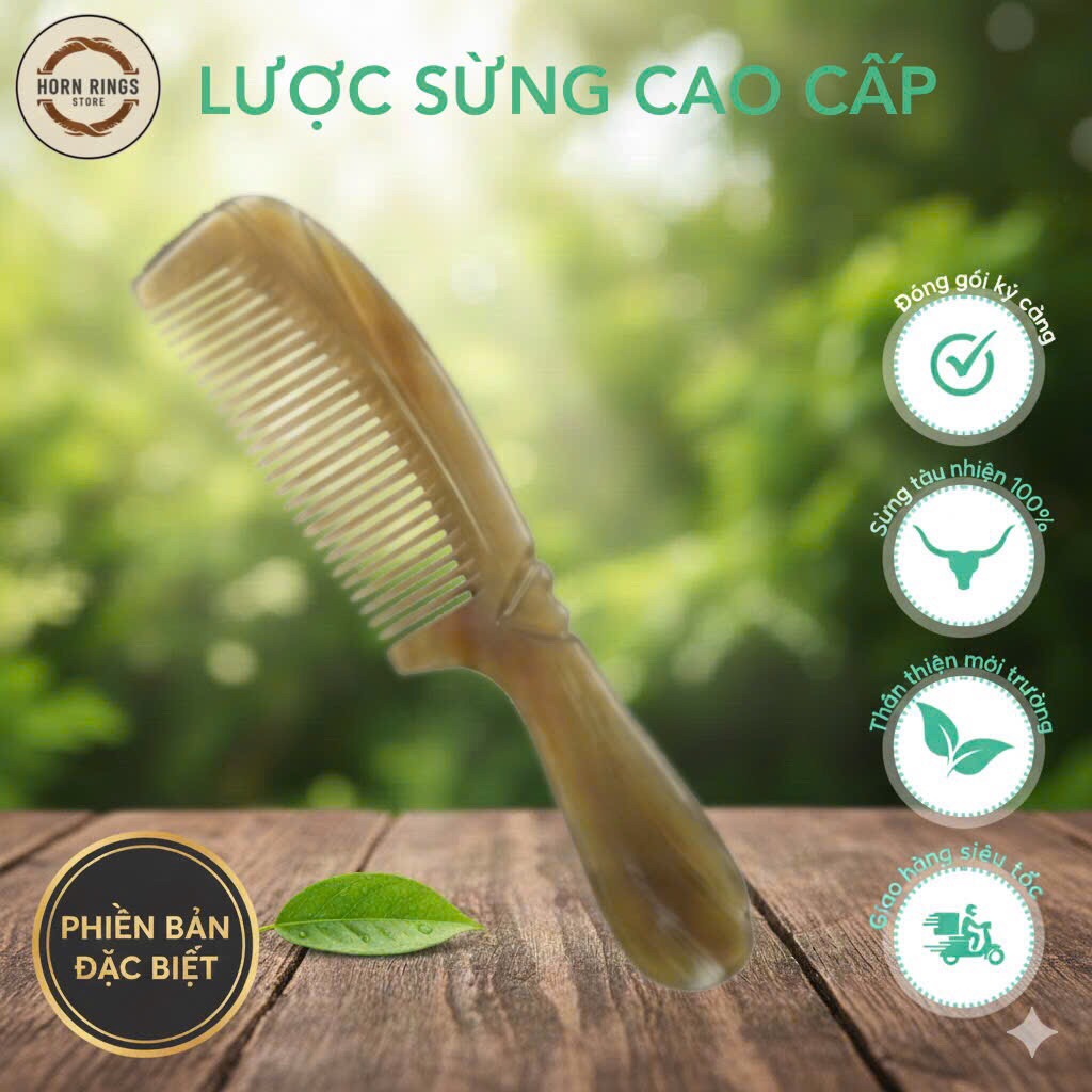 Lược Sừng Xuất Nhật VIP Cỡ Lớn HAHANCO (Size: XXL- 23cm) Dáng lược cổ điển - COH168